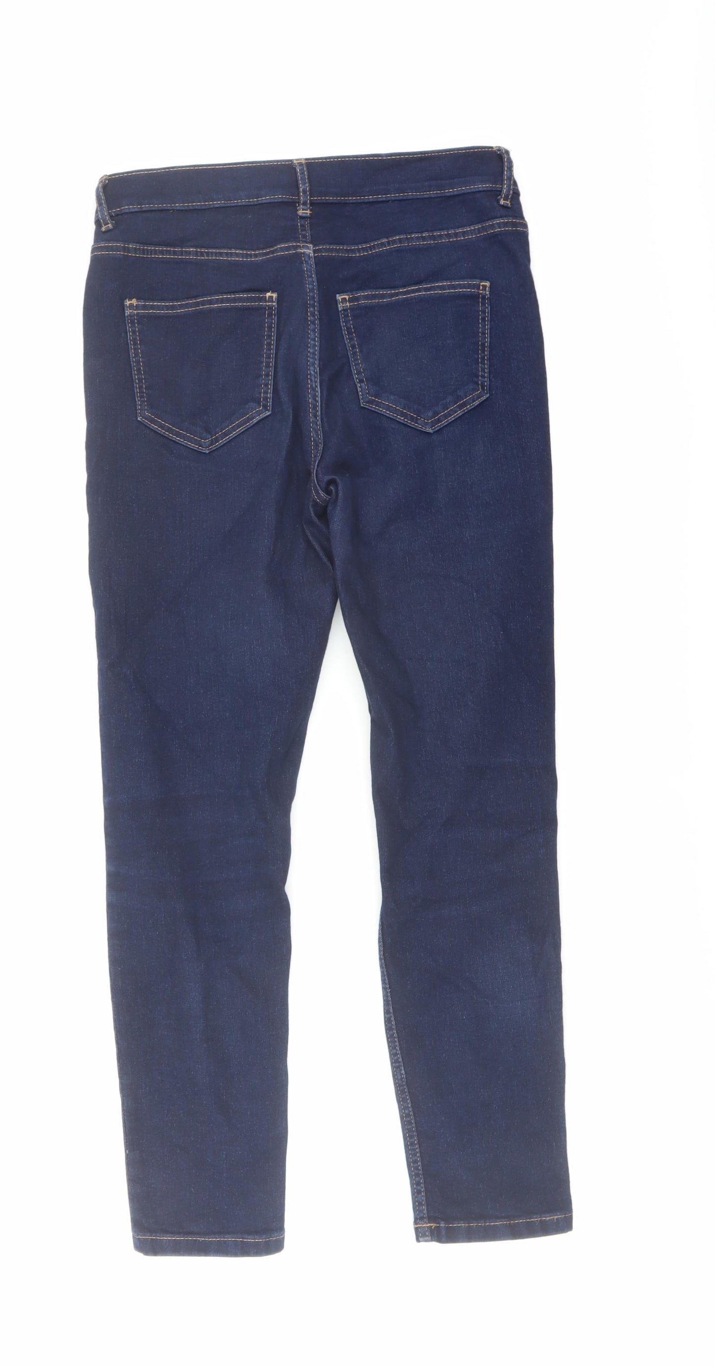 Marks and Spencer Womens Blue Cotton Skinny Jeans Size 10 L26 in Regular Button