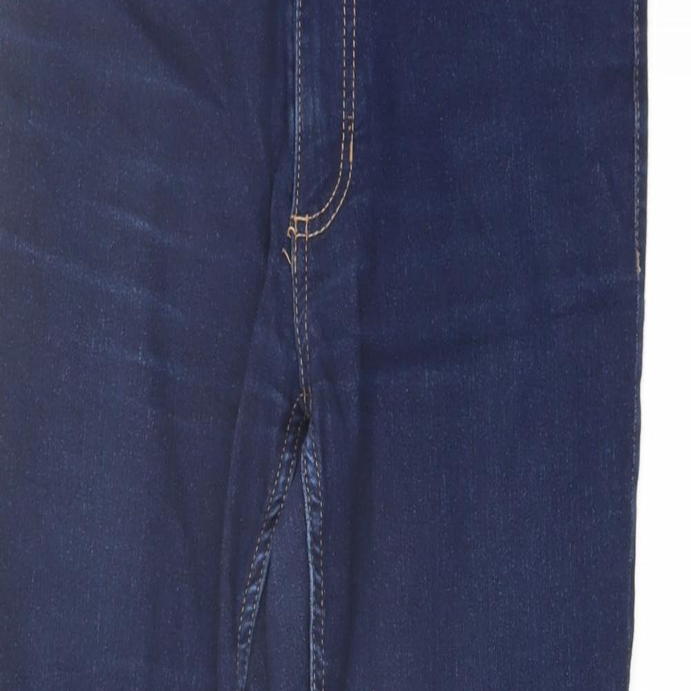 Marks and Spencer Womens Blue Cotton Skinny Jeans Size 10 L26 in Regular Button