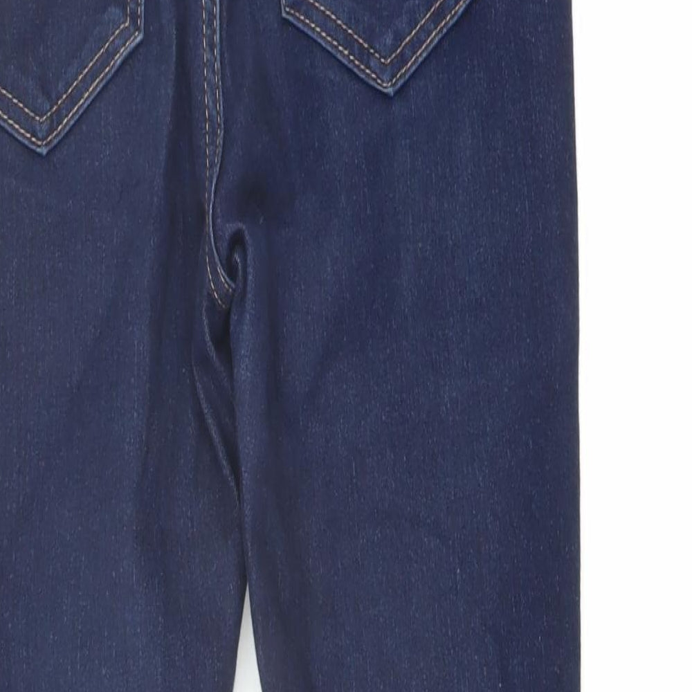 Marks and Spencer Womens Blue Cotton Skinny Jeans Size 10 L26 in Regular Button