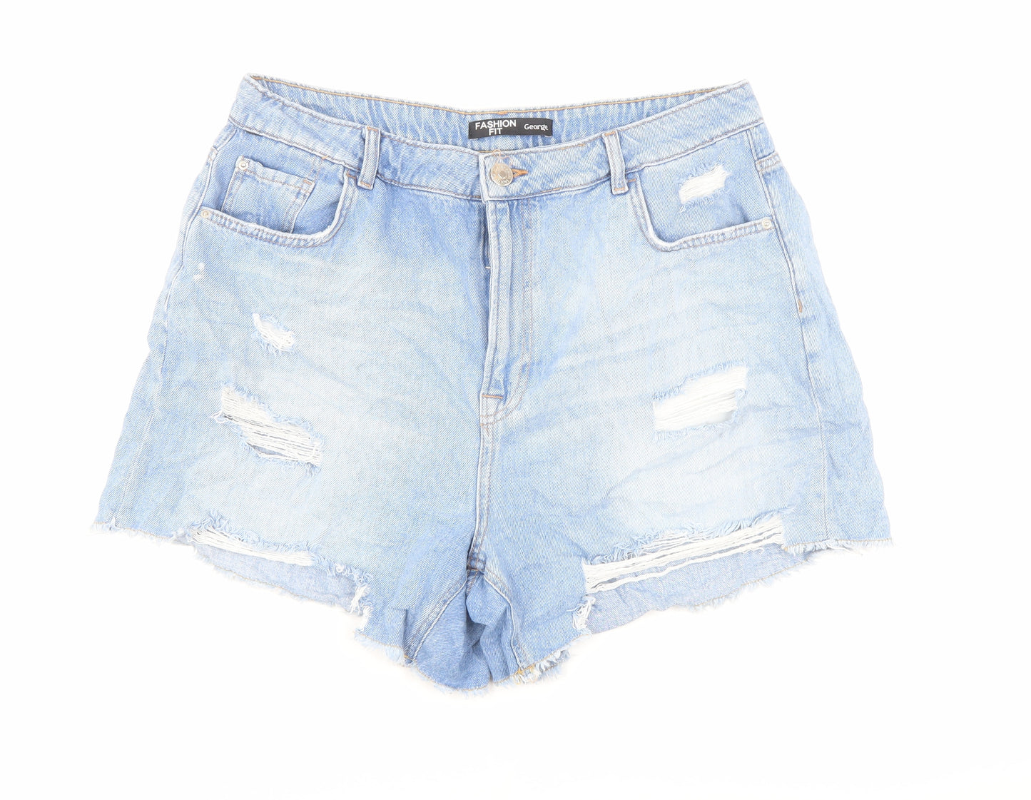 George Womens Blue Cotton Cut-Off Shorts Size 18 L4 in Regular Button