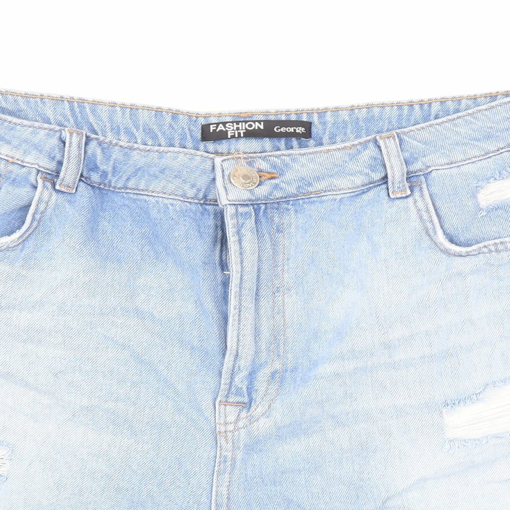 George Womens Blue Cotton Cut-Off Shorts Size 18 L4 in Regular Button