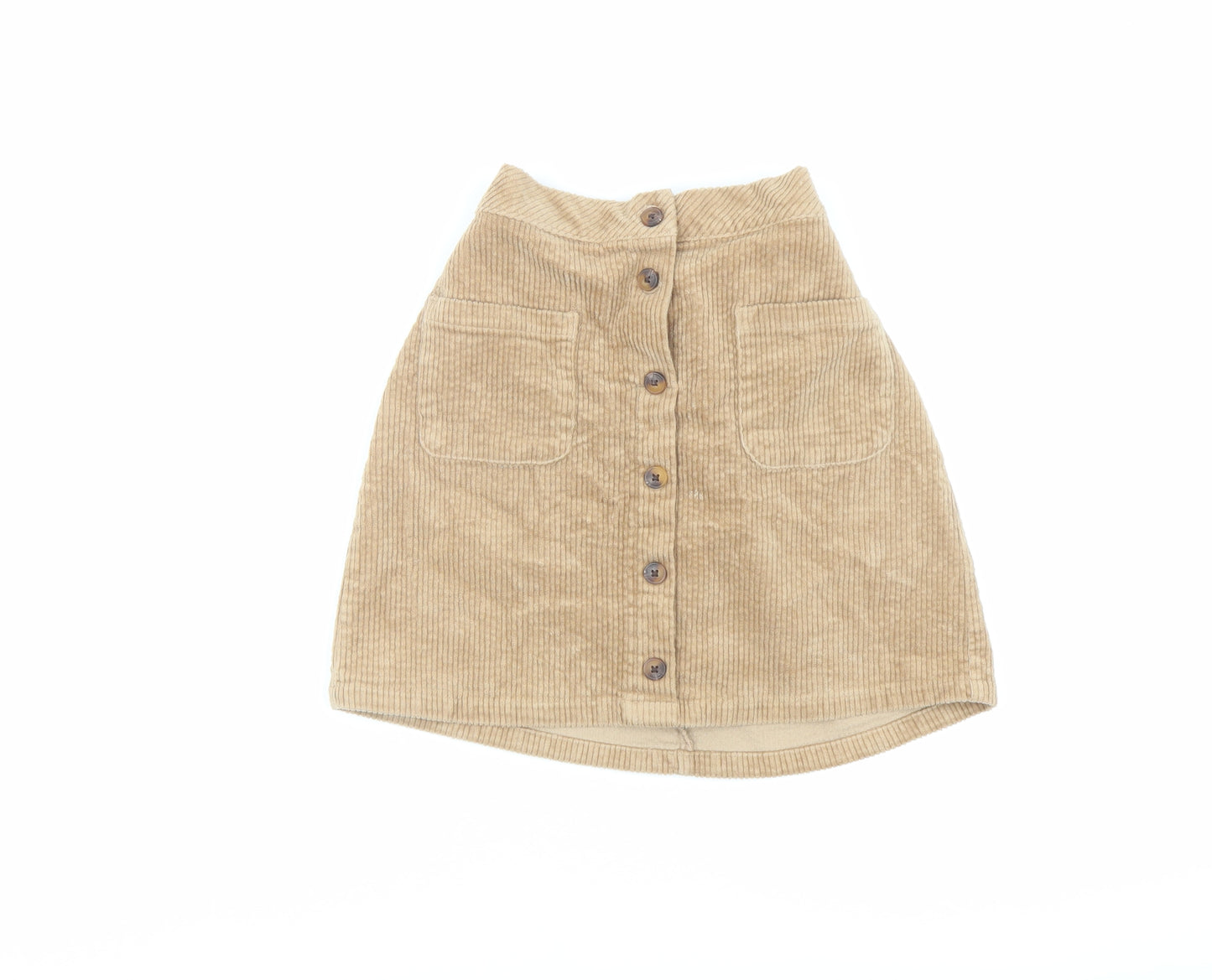 NEXT Girls Beige Cotton A-Line Skirt Size 12 Years Regular Button