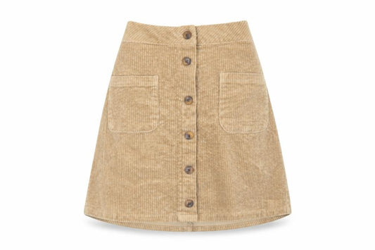 NEXT Girls Beige Cotton A-Line Skirt Size 12 Years Regular Button