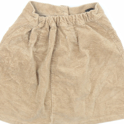 NEXT Girls Beige Cotton A-Line Skirt Size 12 Years Regular Button