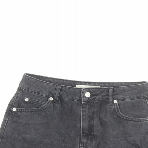 Topshop Womens Grey Cotton Mini Skirt Size 8 Button
