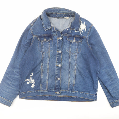 M&Co Womens Blue Jacket Size 18 Button