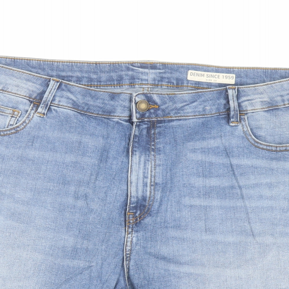 Marks and Spencer Womens Blue Cotton Hot Pants Shorts Size 20 L6 in Regular Button