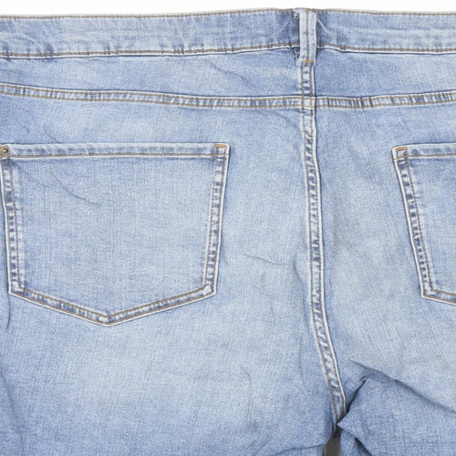 Marks and Spencer Womens Blue Cotton Hot Pants Shorts Size 20 L6 in Regular Button