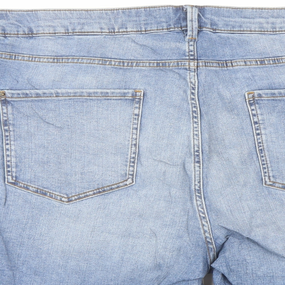 Marks and Spencer Womens Blue Cotton Hot Pants Shorts Size 20 L6 in Regular Button