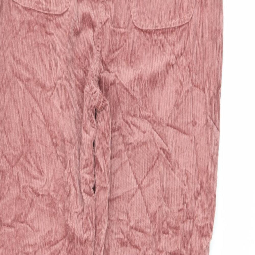 Marks and Spencer Girls Pink Cotton Sweatpants Trousers Size 12-13 Years Regular Button