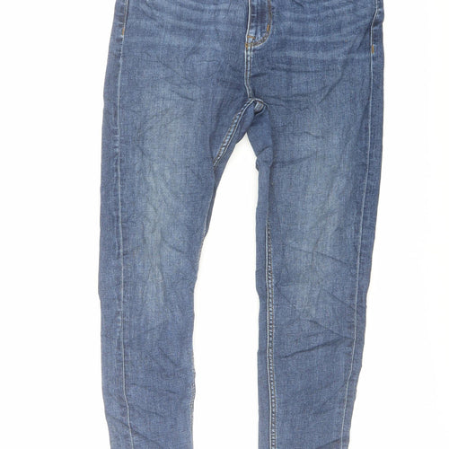 Marks and Spencer Womens Blue Cotton Skinny Jeans Size 10 L24 in Regular Button