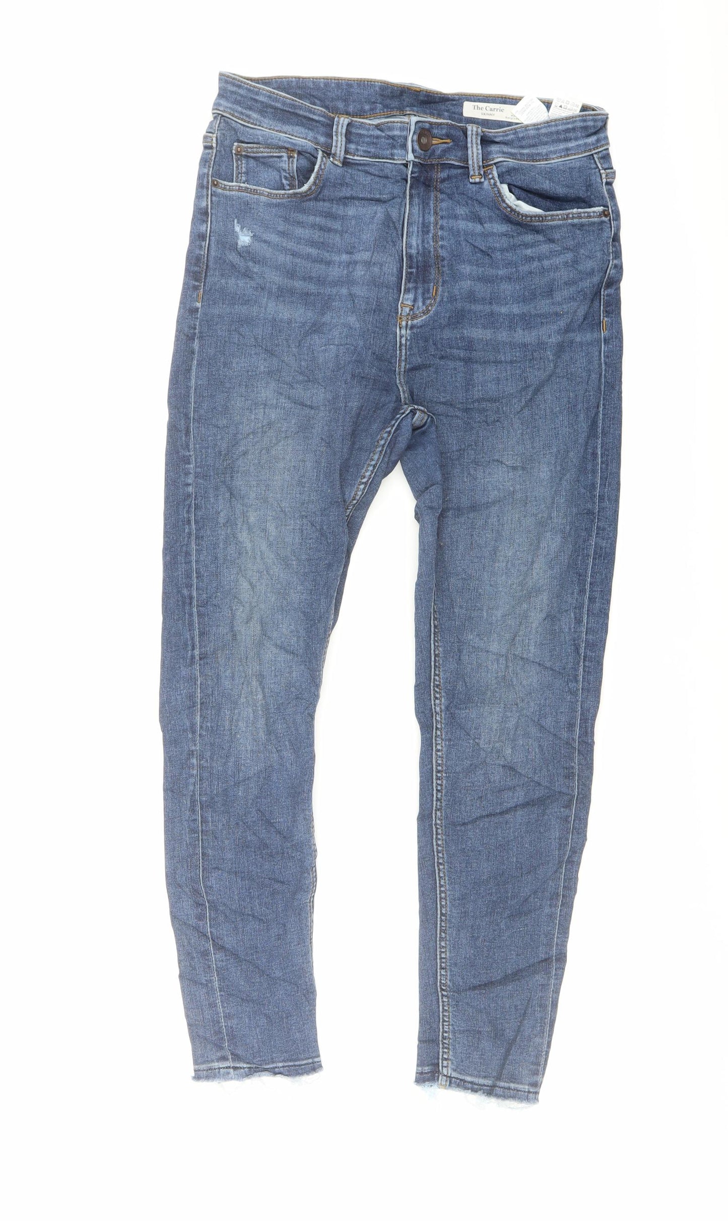 Marks and Spencer Womens Blue Cotton Skinny Jeans Size 10 L24 in Regular Button