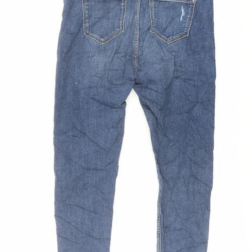 Marks and Spencer Womens Blue Cotton Skinny Jeans Size 10 L24 in Regular Button