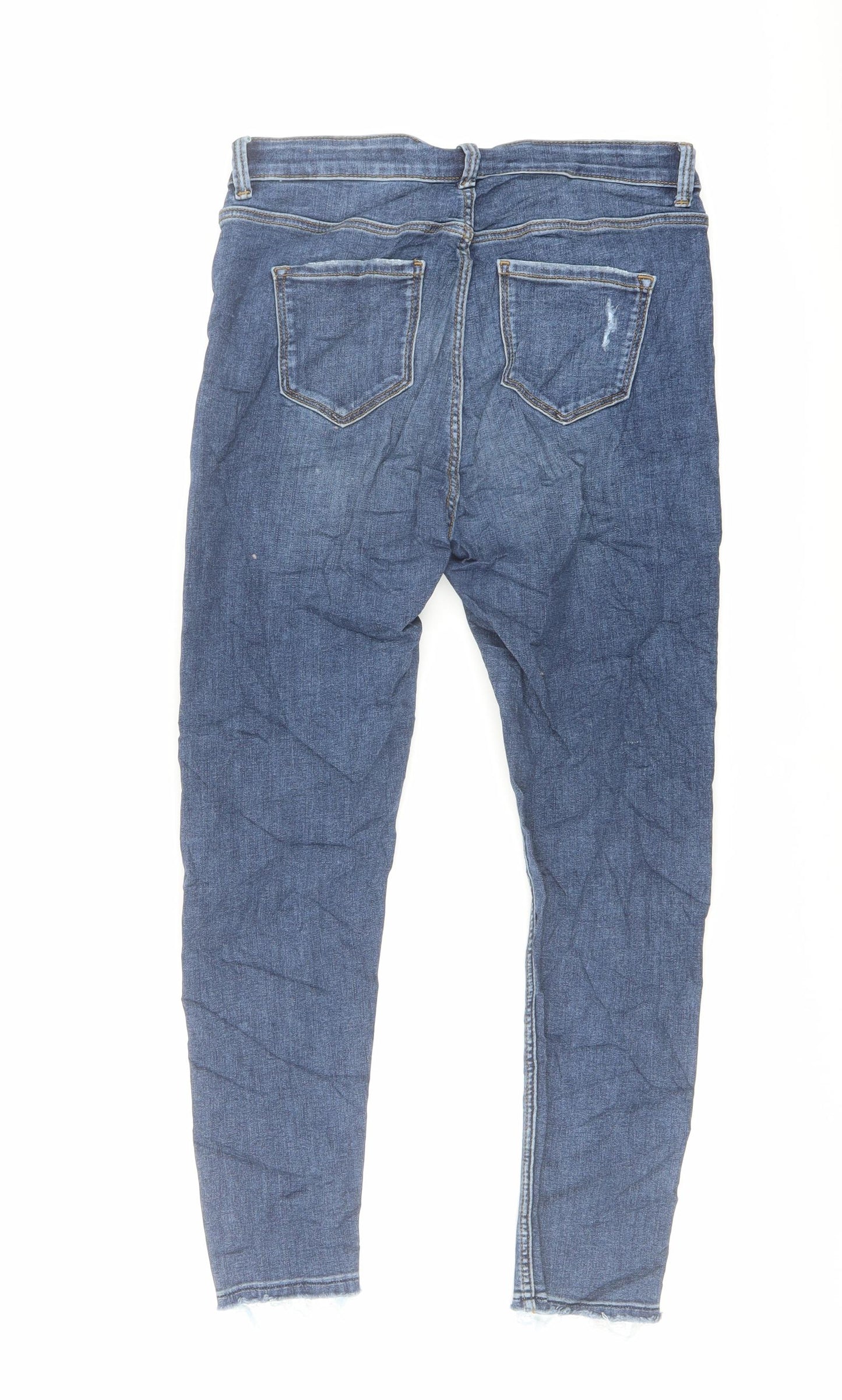 Marks and Spencer Womens Blue Cotton Skinny Jeans Size 10 L24 in Regular Button