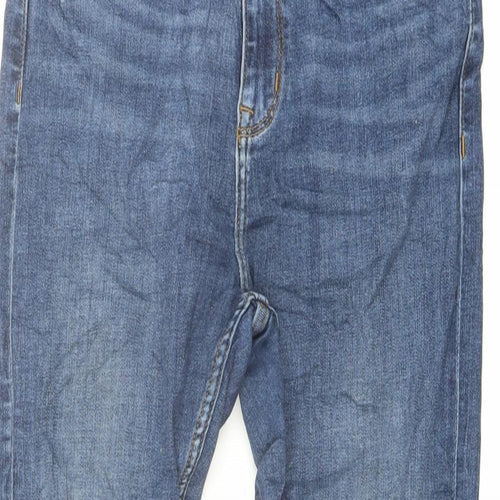 Marks and Spencer Womens Blue Cotton Skinny Jeans Size 10 L24 in Regular Button