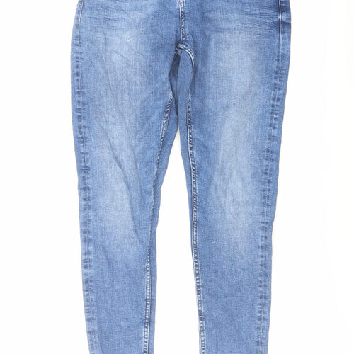 Marks and Spencer Womens Blue Cotton Skinny Jeans Size 10 L27 in Regular Button