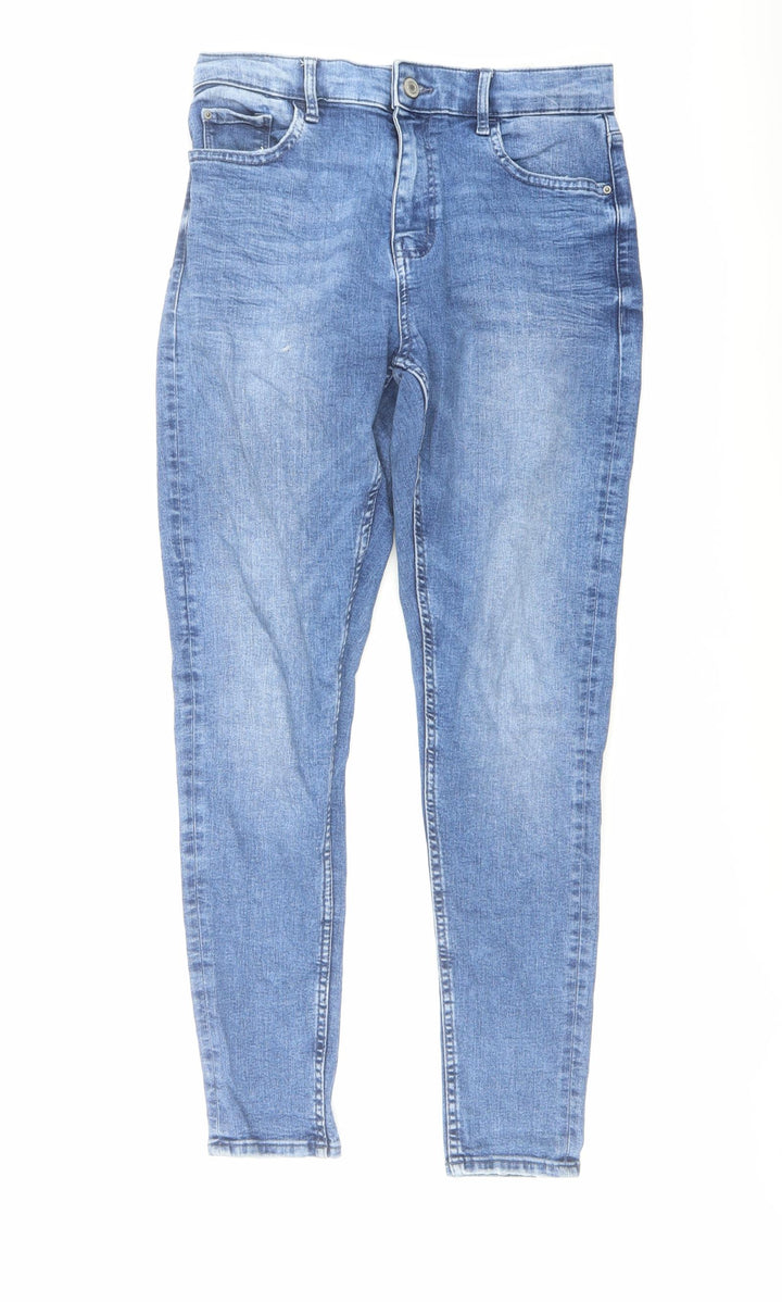 Marks and Spencer Womens Blue Cotton Skinny Jeans Size 10 L27 in Regular Button
