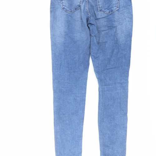 Marks and Spencer Womens Blue Cotton Skinny Jeans Size 10 L27 in Regular Button
