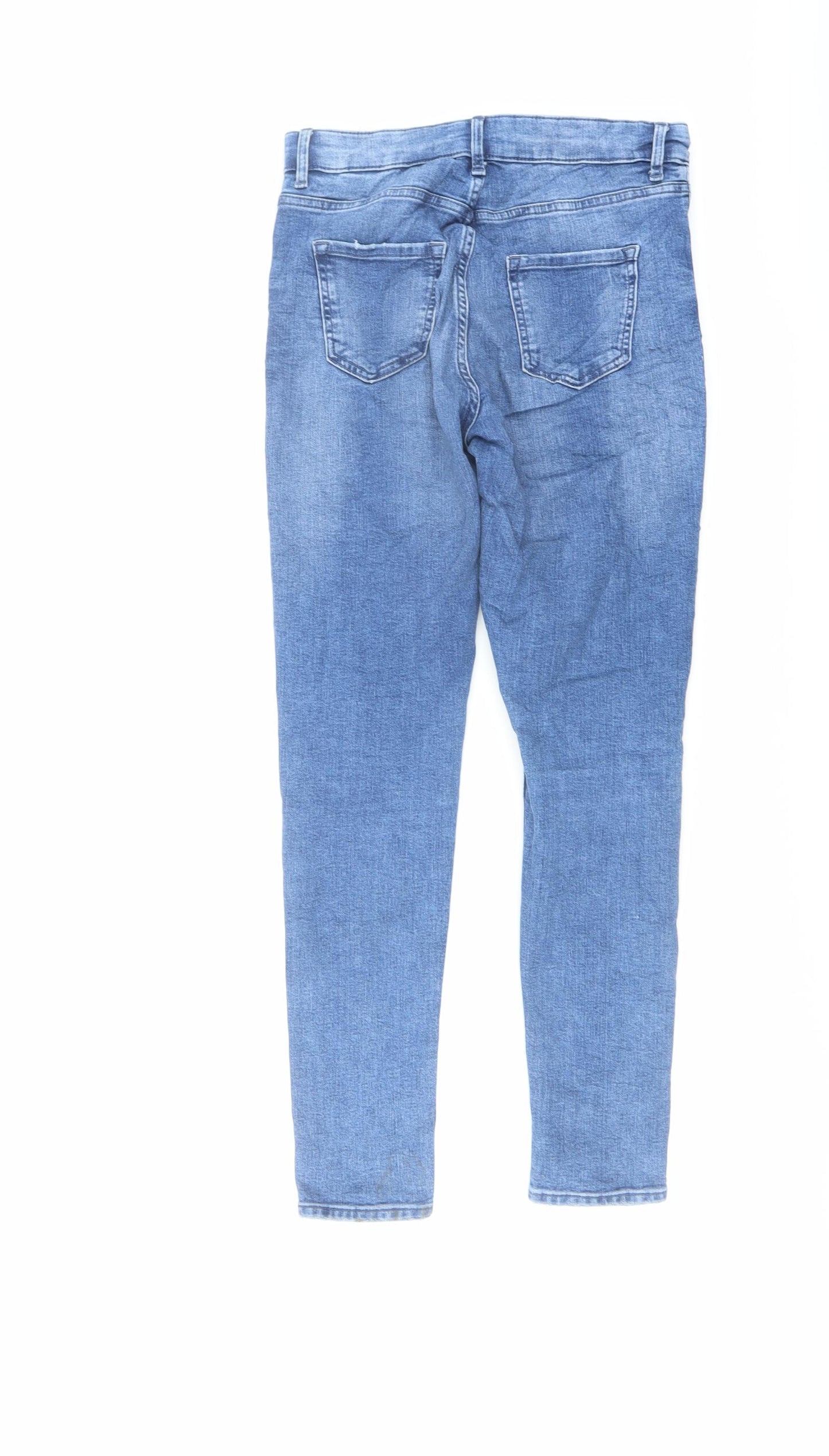 Marks and Spencer Womens Blue Cotton Skinny Jeans Size 10 L27 in Regular Button