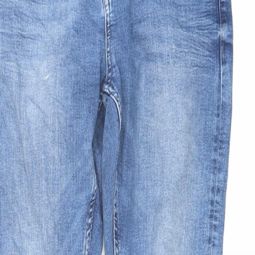 Marks and Spencer Womens Blue Cotton Skinny Jeans Size 10 L27 in Regular Button