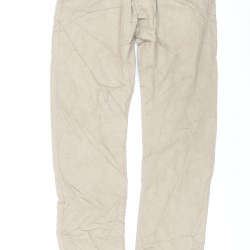 Marks and Spencer Mens Beige Cotton Straight Jeans Size 30 in L33 in Slim Button