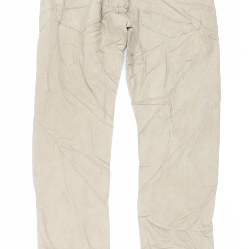 Marks and Spencer Mens Beige Cotton Straight Jeans Size 30 in L33 in Slim Button