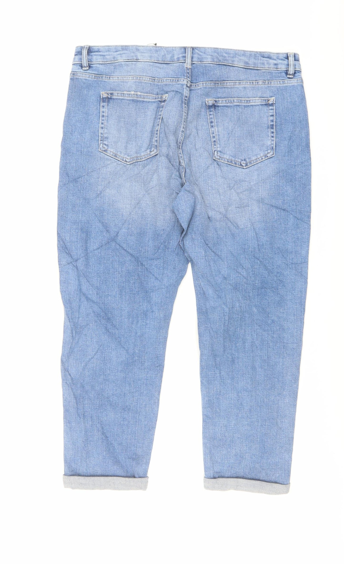 Marks and Spencer Womens Blue Cotton Straight Jeans Size 16 L24 in Regular Button