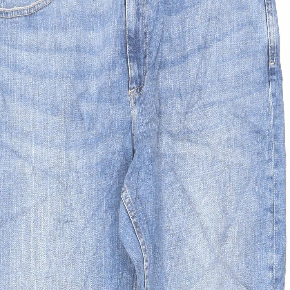 Marks and Spencer Womens Blue Cotton Straight Jeans Size 16 L24 in Regular Button