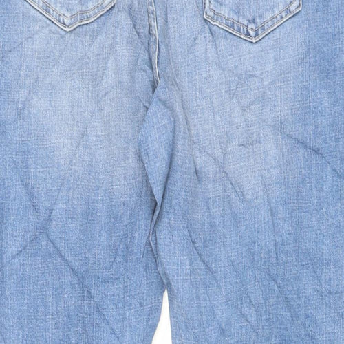 Marks and Spencer Womens Blue Cotton Straight Jeans Size 16 L24 in Regular Button