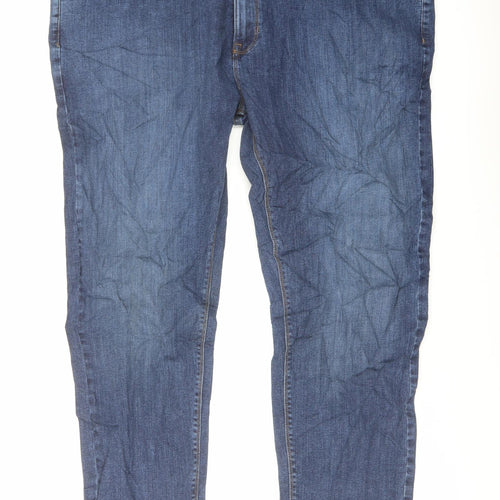 Marks and Spencer Mens Blue Cotton Tapered Jeans Size 46 in L29 in Regular Button