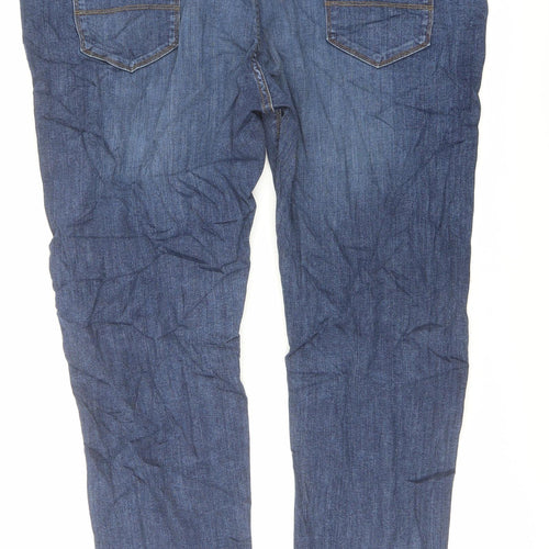 Marks and Spencer Mens Blue Cotton Tapered Jeans Size 46 in L29 in Regular Button