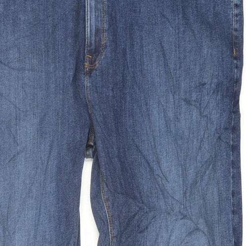 Marks and Spencer Mens Blue Cotton Tapered Jeans Size 46 in L29 in Regular Button