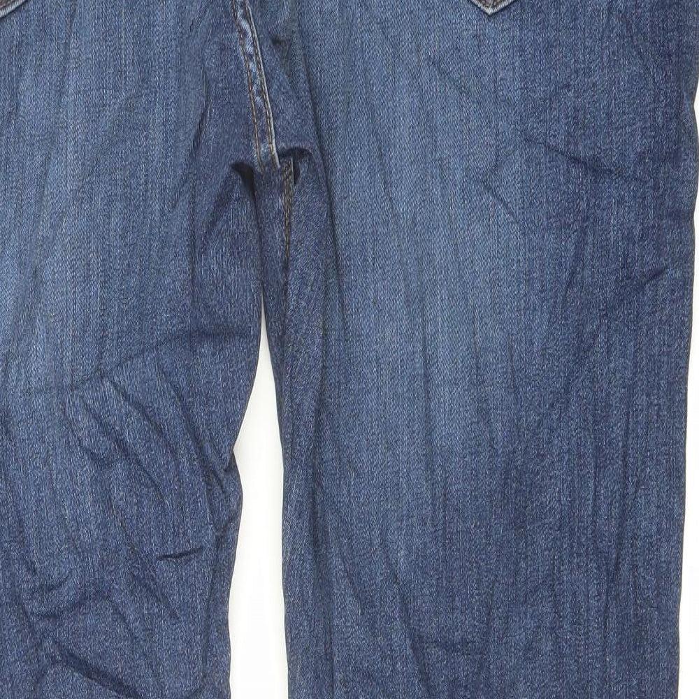 Marks and Spencer Mens Blue Cotton Tapered Jeans Size 46 in L29 in Regular Button