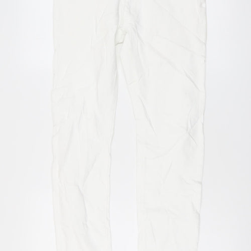 Marks and Spencer Mens White Cotton Skinny Jeans Size 28 in L33 in Regular Button