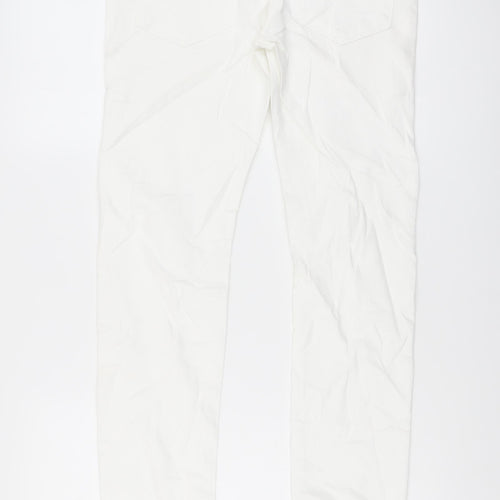 Marks and Spencer Mens White Cotton Skinny Jeans Size 28 in L33 in Regular Button