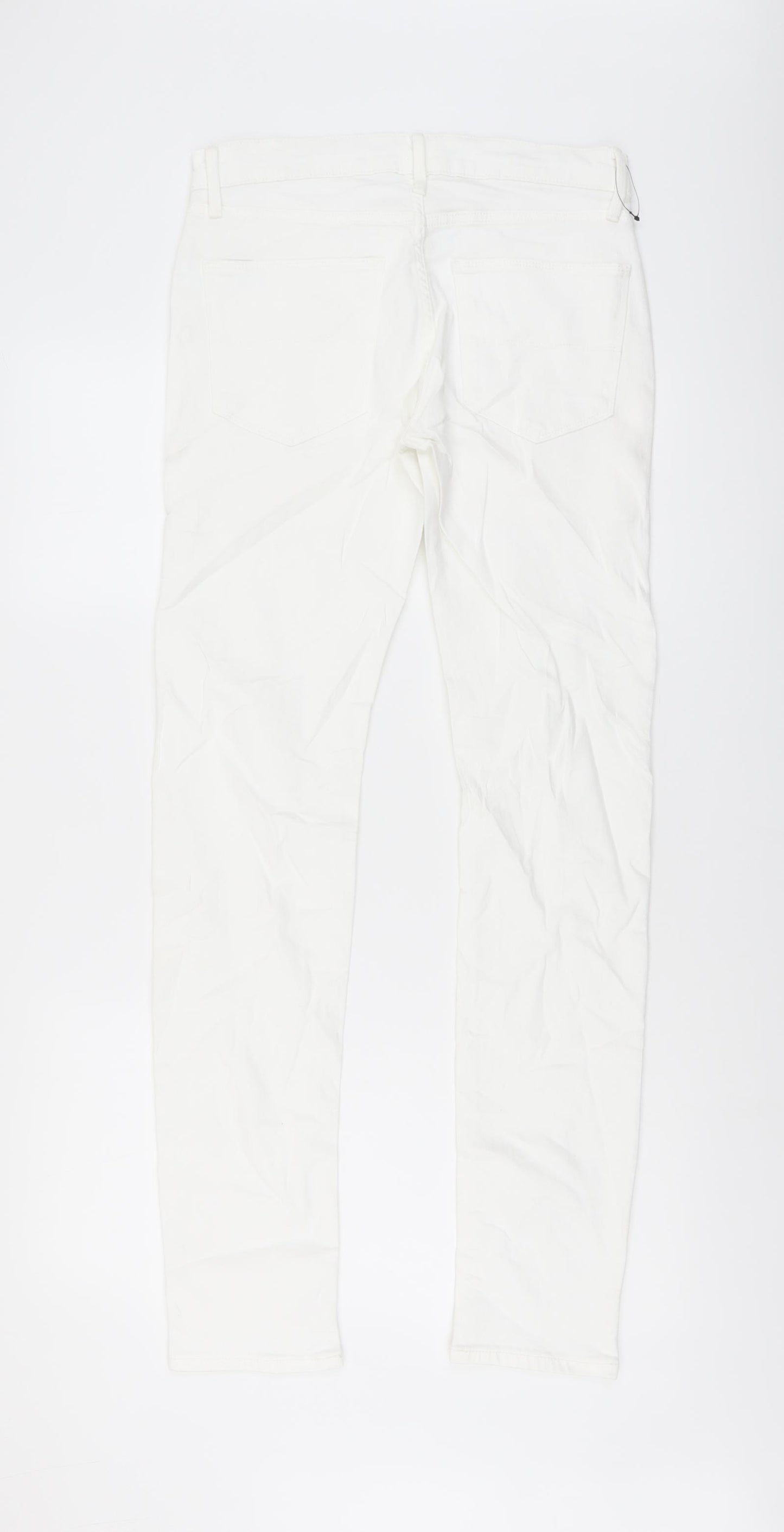 Marks and Spencer Mens White Cotton Skinny Jeans Size 28 in L33 in Regular Button