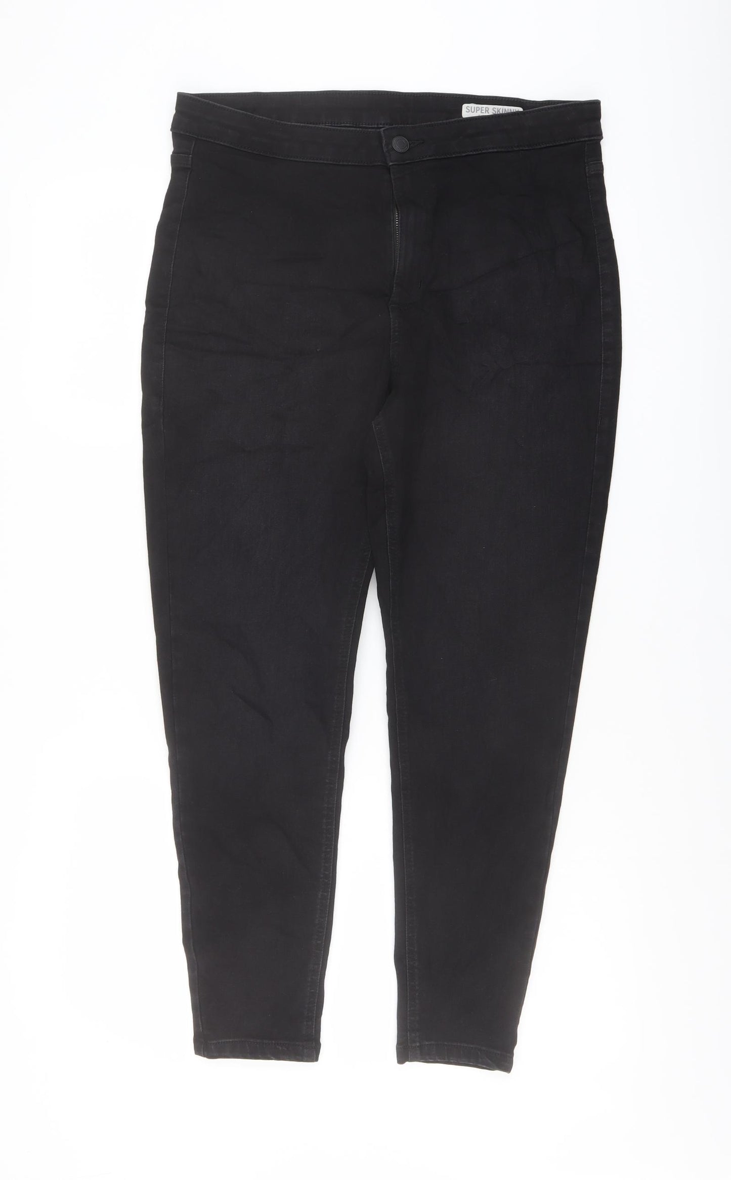 Marks and Spencer Womens Black Cotton Skinny Jeans Size 16 L26 in Regular Button