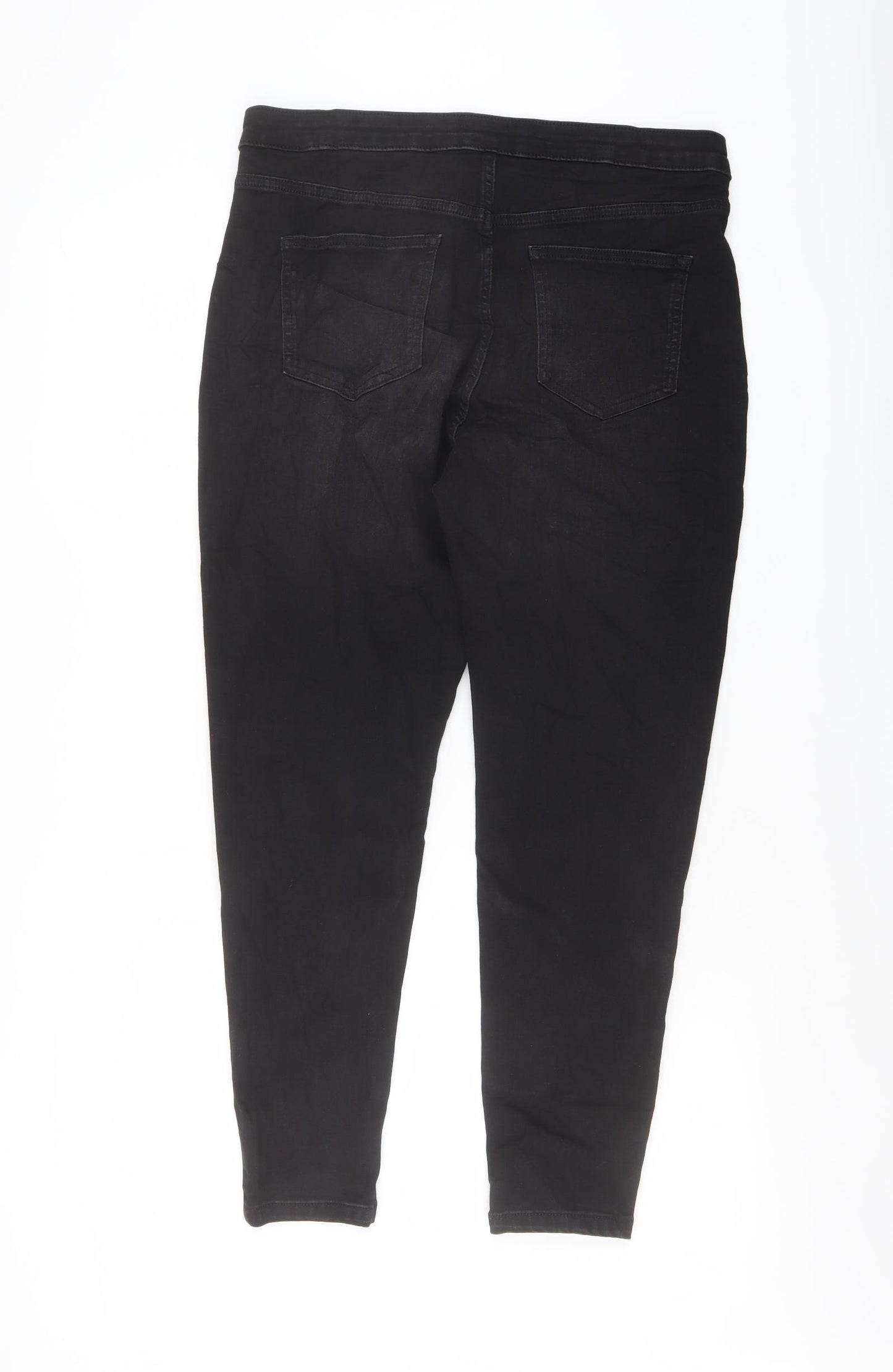 Marks and Spencer Womens Black Cotton Skinny Jeans Size 16 L26 in Regular Button