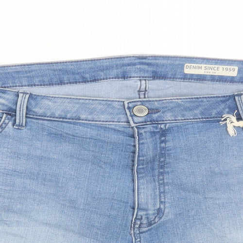 Marks and Spencer Womens Blue Cotton Hot Pants Shorts Size 20 L3 in Regular Button