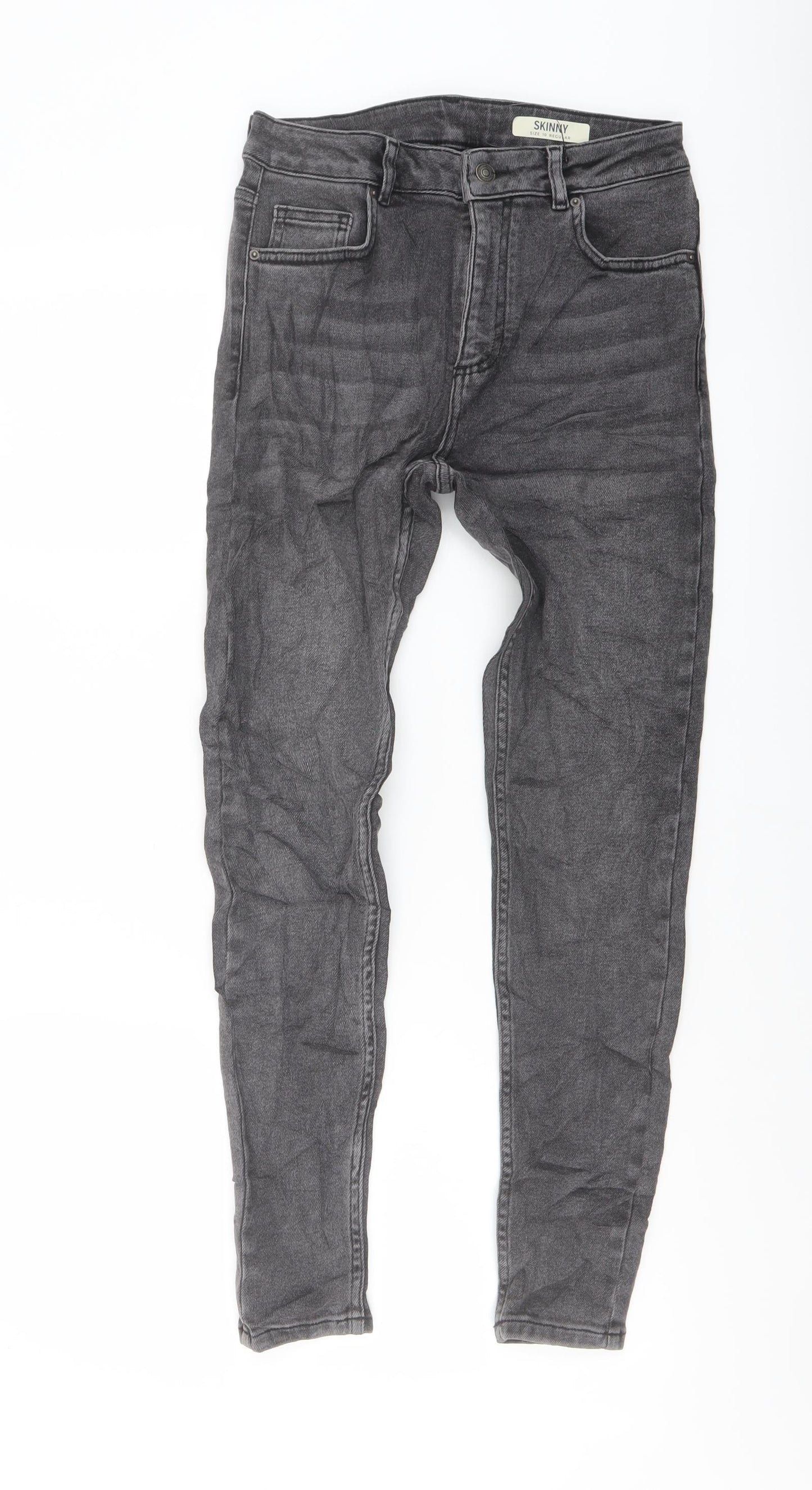 Marks and Spencer Womens Grey Cotton Skinny Jeans Size 10 L27 in Regular Button
