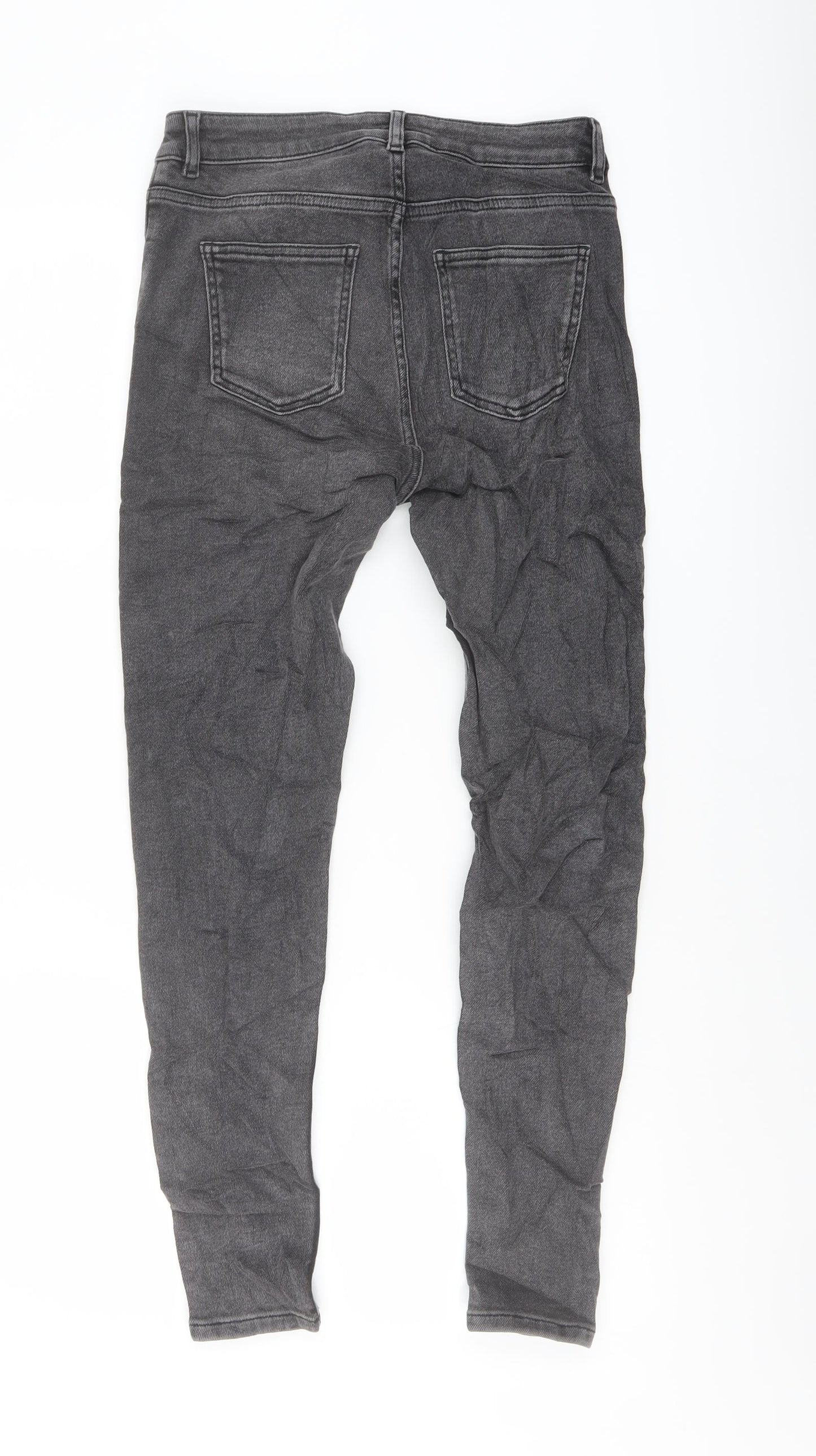 Marks and Spencer Womens Grey Cotton Skinny Jeans Size 10 L27 in Regular Button