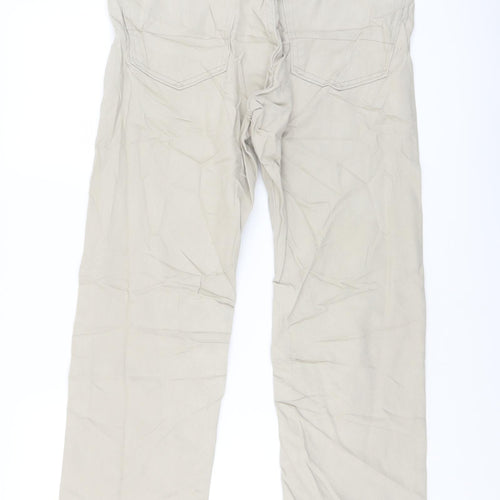 Marks and Spencer Mens Beige Cotton Straight Jeans Size 30 in L29 in Regular Button