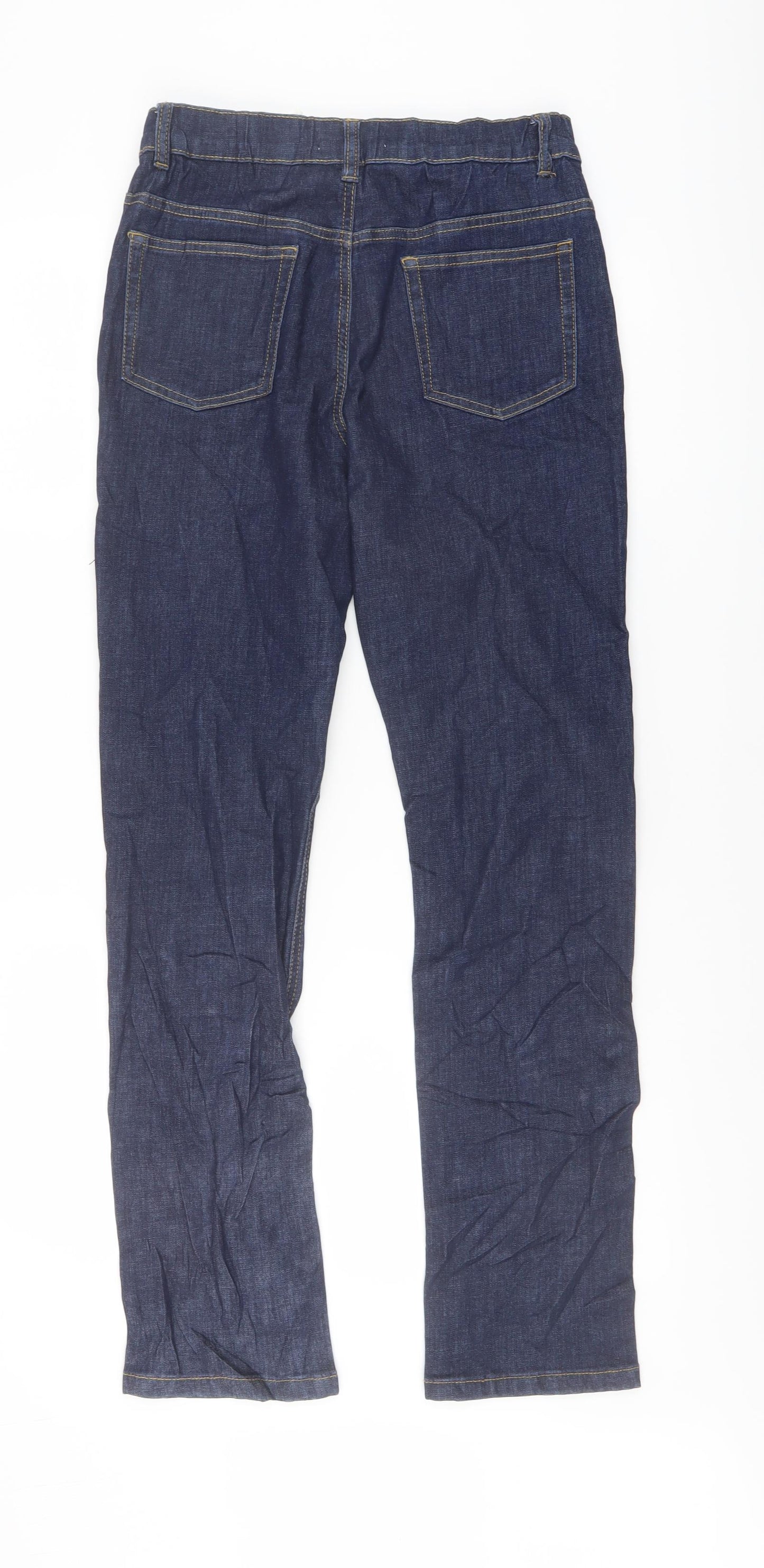 Marks and Spencer Boys Blue Cotton Straight Jeans Size 13-14 Years Regular Button