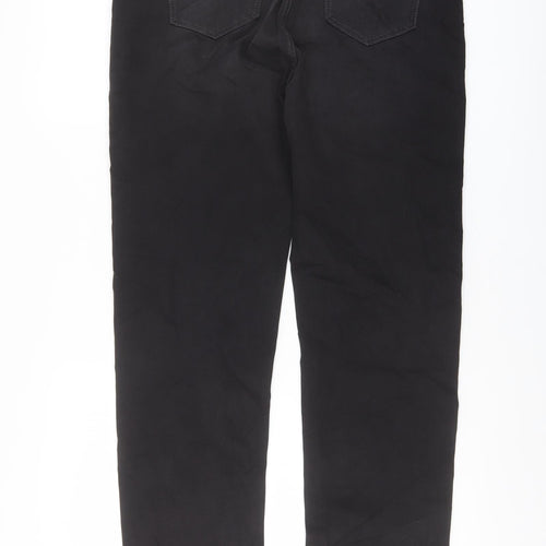 Marks and Spencer Womens Black Cotton Straight Jeans Size 16 L30 in Regular Button
