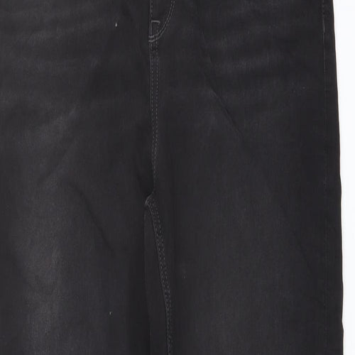 Marks and Spencer Womens Black Cotton Straight Jeans Size 16 L30 in Regular Button