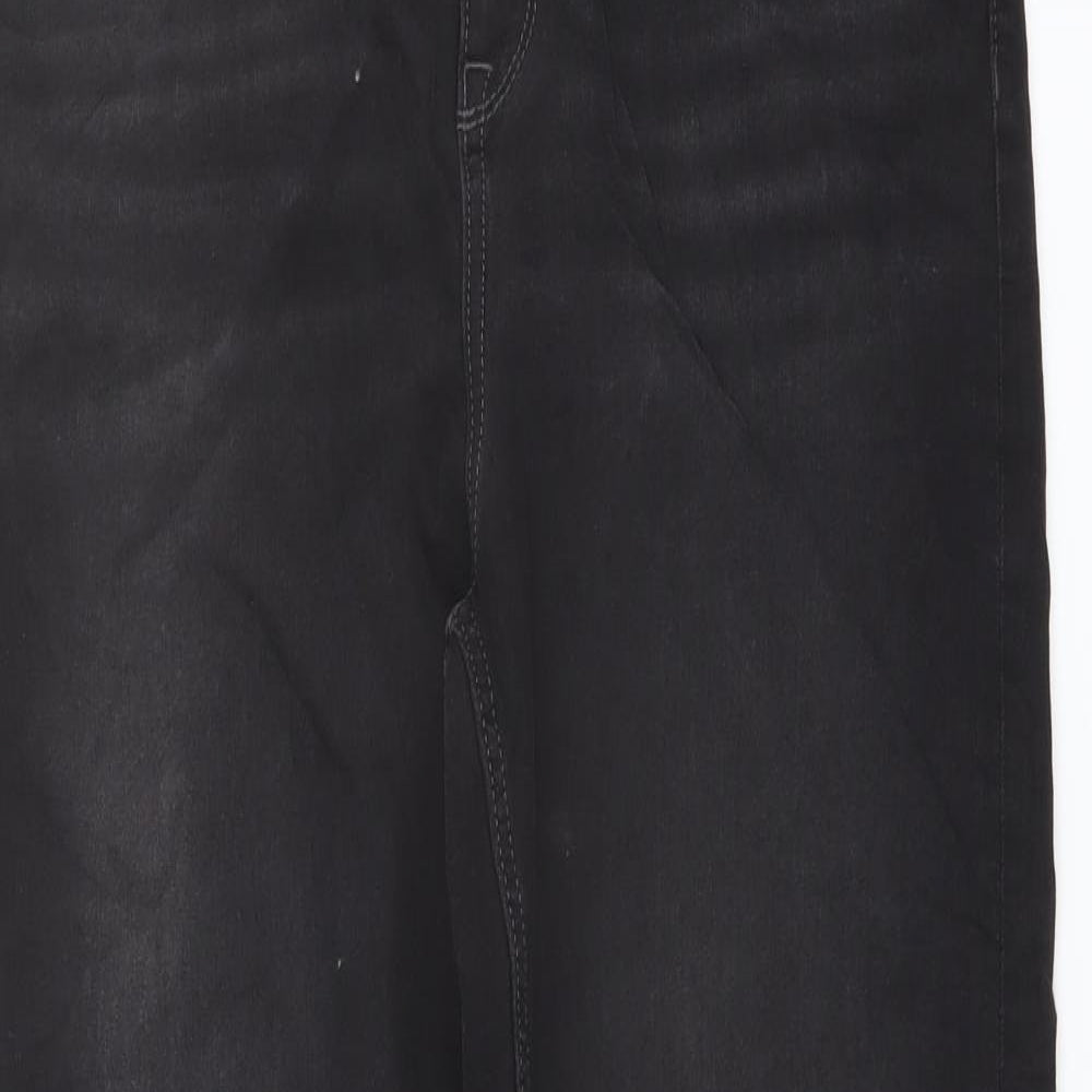 Marks and Spencer Womens Black Cotton Straight Jeans Size 16 L30 in Regular Button