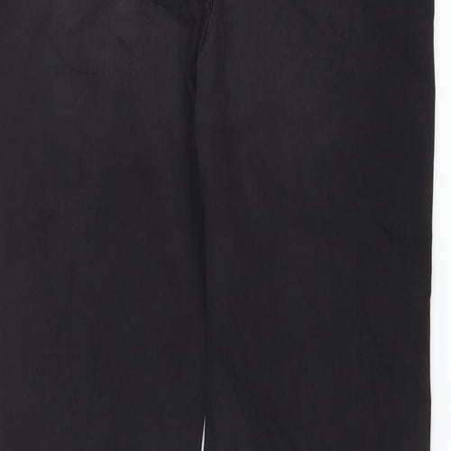 Marks and Spencer Womens Black Cotton Straight Jeans Size 16 L30 in Regular Button