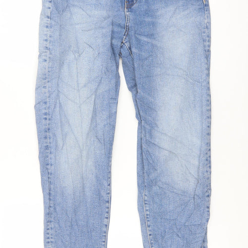 Marks and Spencer Womens Blue Cotton Mom Jeans Size 8 L27 in Regular Button