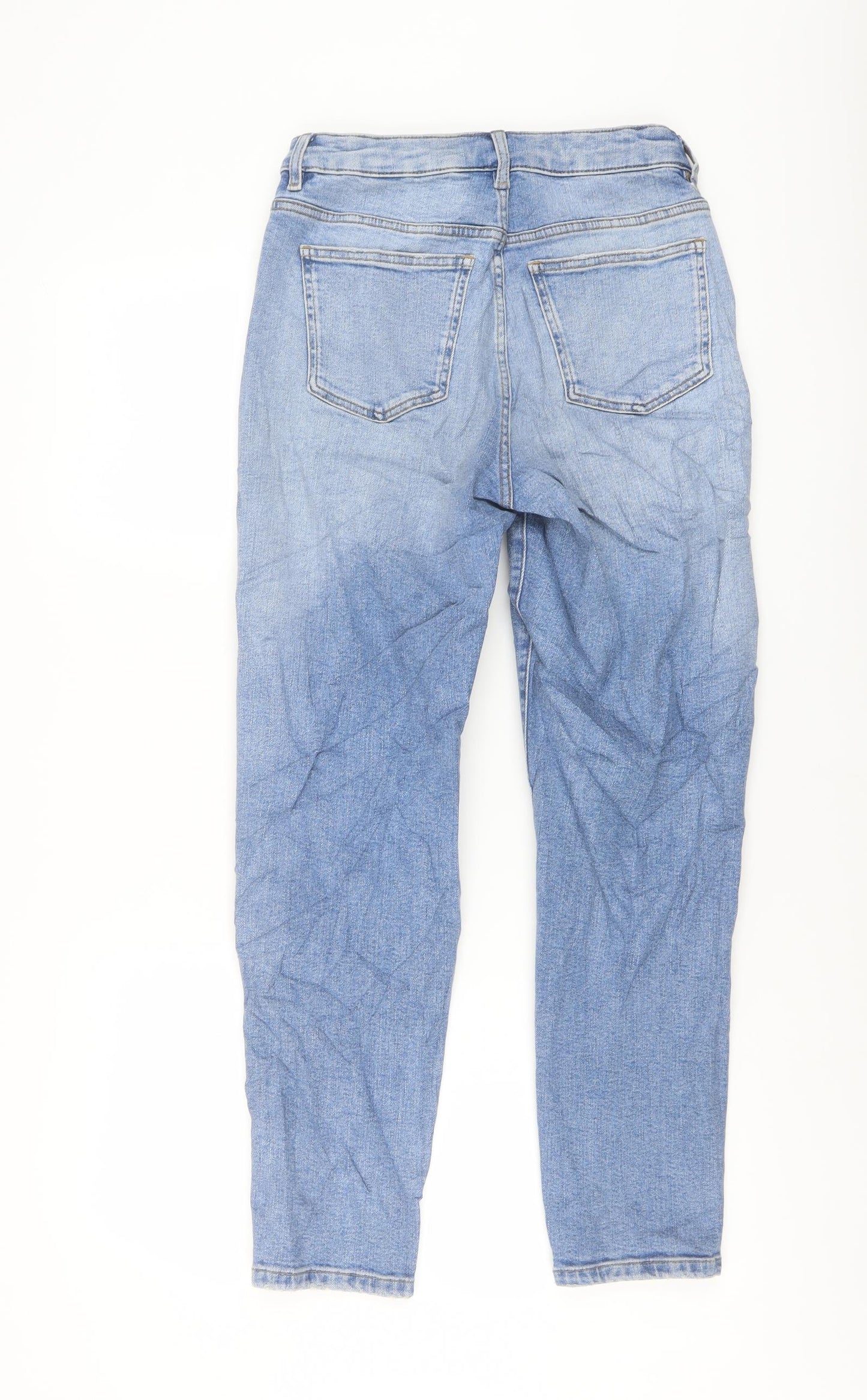 Marks and Spencer Womens Blue Cotton Mom Jeans Size 8 L27 in Regular Button