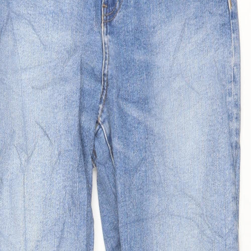 Marks and Spencer Womens Blue Cotton Mom Jeans Size 8 L27 in Regular Button